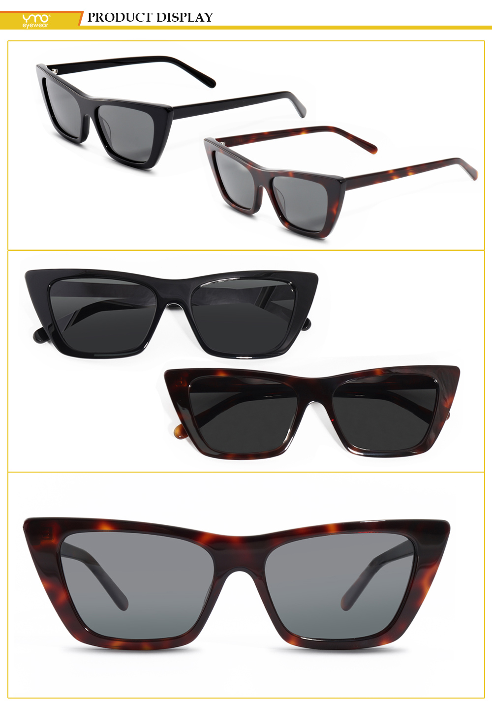 Fashion design hot selling acetate sunglasses made of recycled acetate