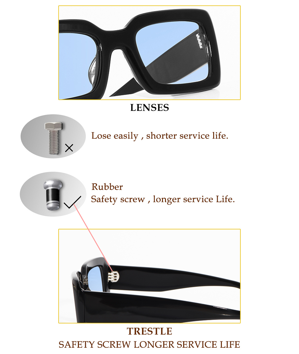 Fashion Vintage Bold Thick Acetate Sunglasses detail