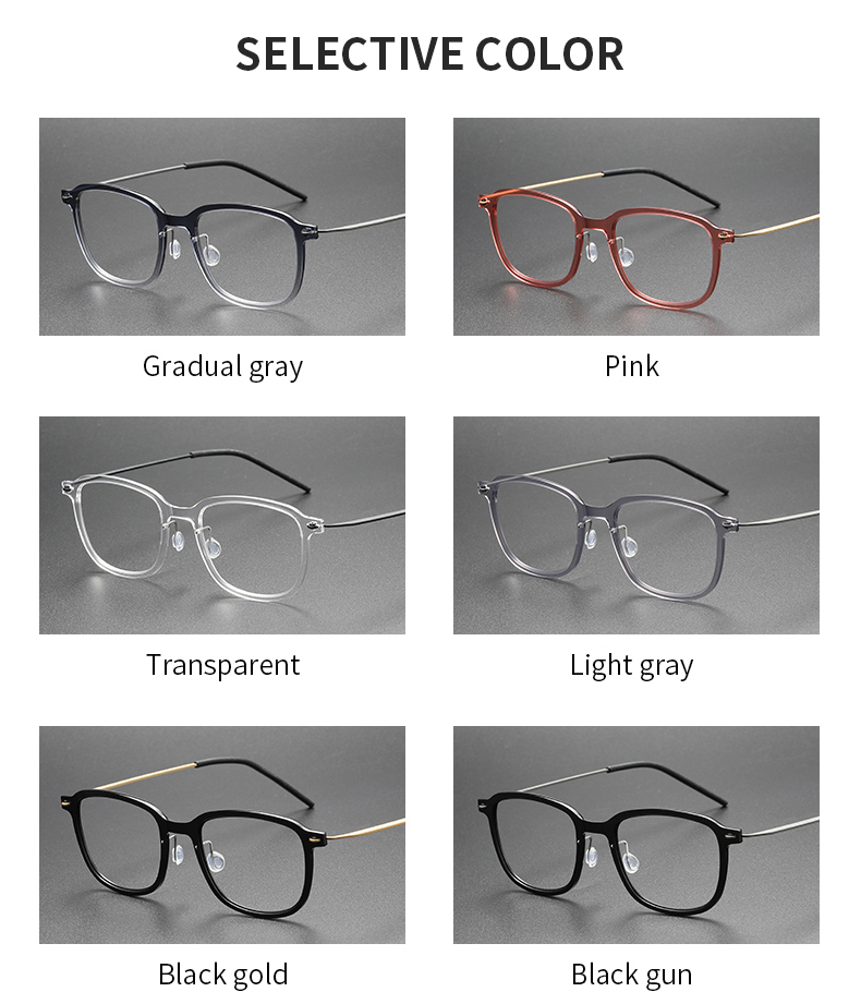 Beta Titanium Square Glasses Frame selective color