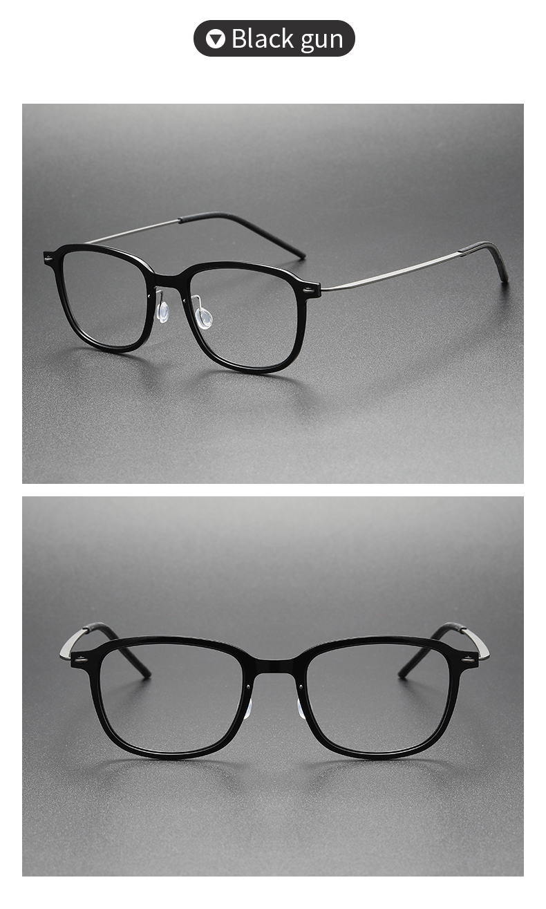 High Quality Beta Titanium black gun Square Glasses Frame display